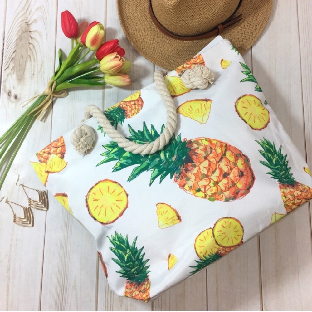 HOST PICK! LARGE Pineapple Tote Bag w/Rope Handles
